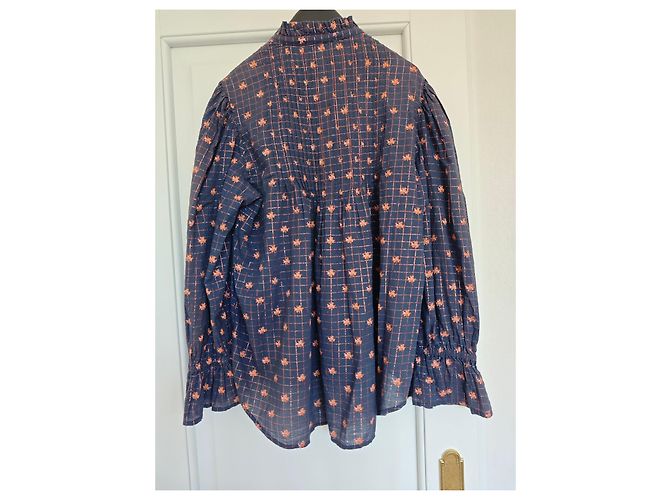 Autre Marque Blusa Fragonard a quadretti blu e rosa con stampa floreale - vista 3