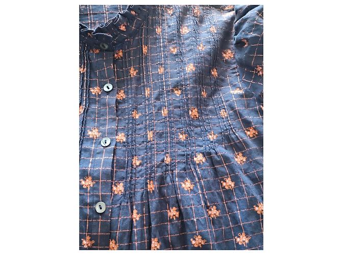 Autre Marque Blusa Fragonard a quadretti blu e rosa con stampa floreale - vista 5