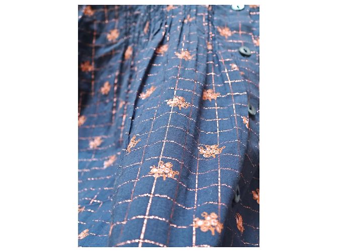 Autre Marque Blusa Fragonard a quadretti blu e rosa con stampa floreale - vista 6