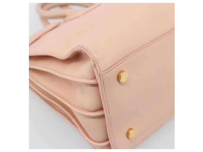 SAINT LAURENT Sac De Jules Hand Bag Leather 2way Pink Gold Auth ka4847V Rosa D'oro - vista 10