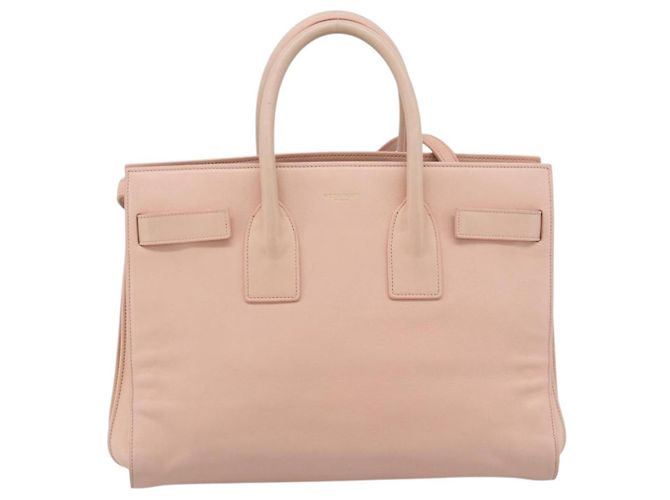 SAINT LAURENT Sac De Jules Hand Bag Leather 2way Pink Gold Auth ka4847V Rosa D'oro - vista 13