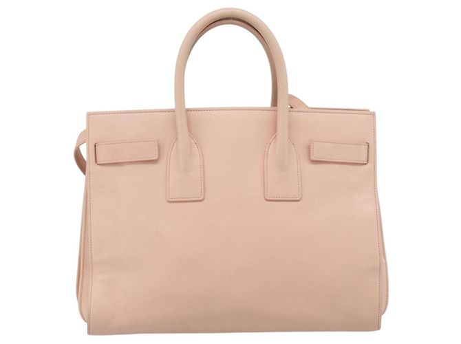 SAINT LAURENT Sac De Jules Hand Bag Leather 2way Pink Gold Auth ka4847V Rosa D'oro - vista 2