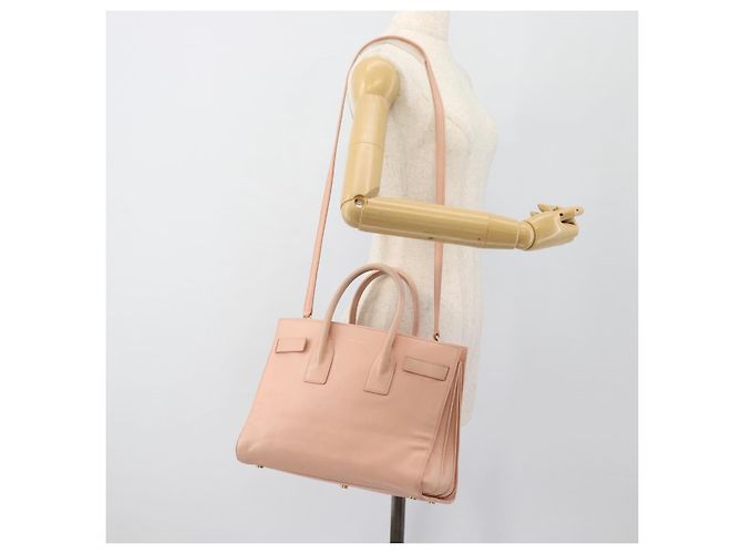 SAINT LAURENT Sac De Jules Hand Bag Leather 2way Pink Gold Auth ka4847V Rosa D'oro - vista 26