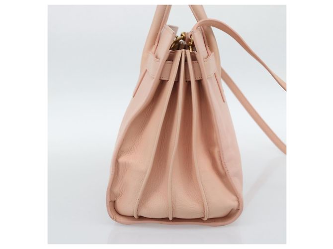 SAINT LAURENT Sac De Jules Hand Bag Leather 2way Pink Gold Auth ka4847V Rosa D'oro - vista 3