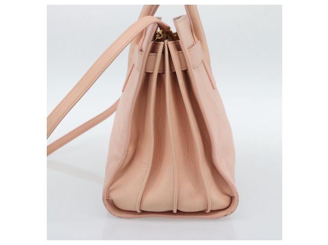 SAINT LAURENT Sac De Jules Hand Bag Leather 2way Pink Gold Auth ka4847V Rosa D'oro - vista 4