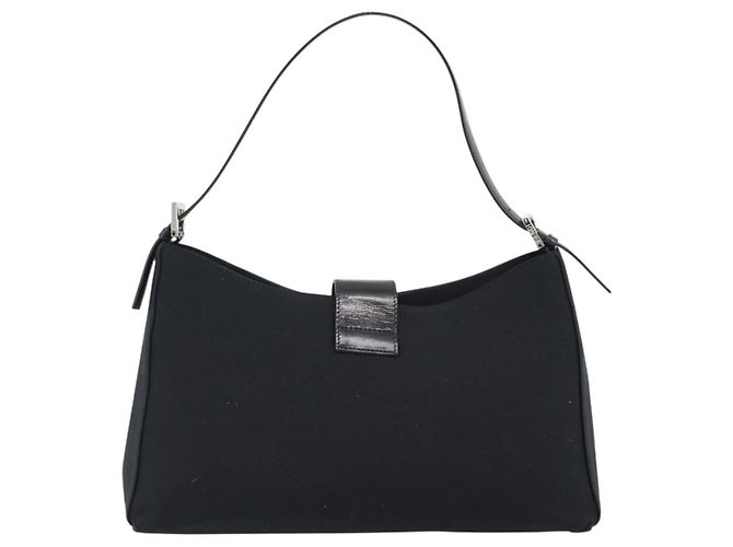 Borsa a tracolla FENDI Mamma Baguette in jersey di cotone nero e argento Auth 187506V - vista 2