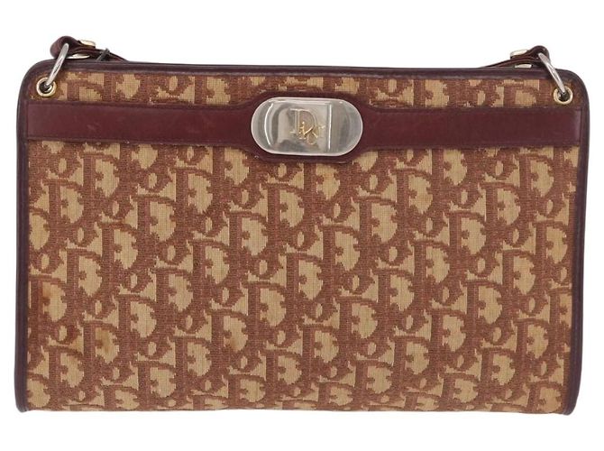 Borsa a Spalla Christian Dior Trotter Canvas Rosso Oro Auth 187757 D'oro - vista 13