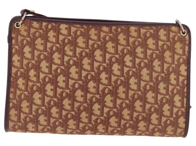 Borsa a Spalla Christian Dior Trotter Canvas Rosso Oro Auth 187757 D'oro - vista 2