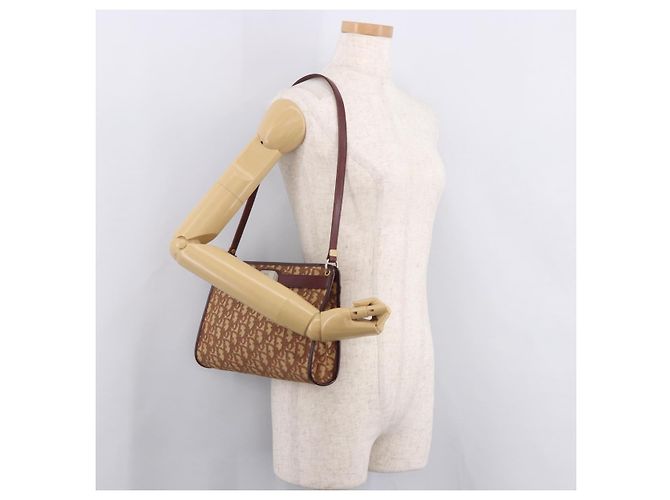 Borsa a Spalla Christian Dior Trotter Canvas Rosso Oro Auth 187757 D'oro - vista 20