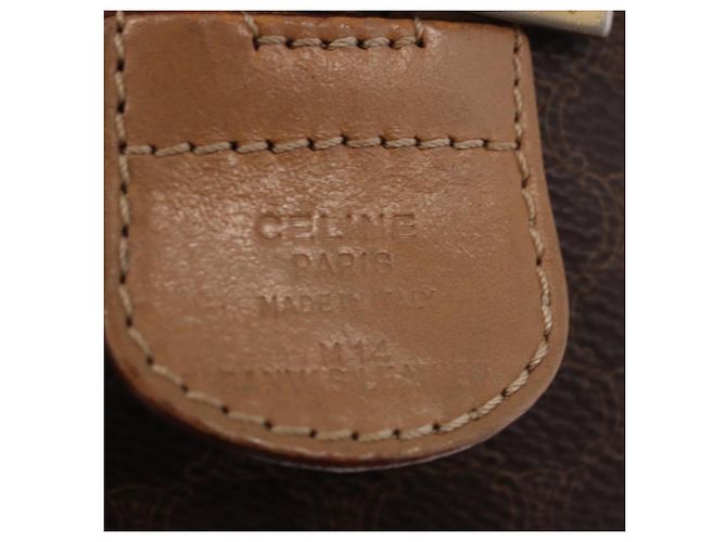 Céline Bolso CELINE Macadam Canvas PVC Cuero Marrón Oro Auth 187773A Castaño Dorado - vista 12