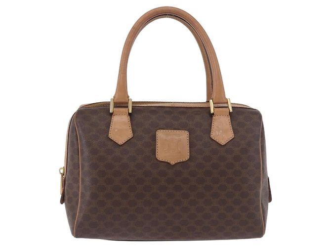 Céline Bolso CELINE Macadam Canvas PVC Cuero Marrón Oro Auth 187773A Castaño Dorado - vista 13