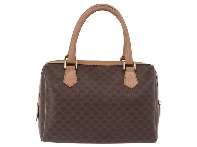 Céline Bolso CELINE Macadam Canvas PVC Cuero Marrón Oro Auth 187773A Castaño Dorado - vista 2