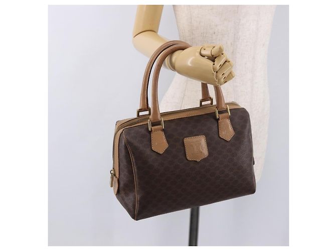 Céline Bolso CELINE Macadam Canvas PVC Cuero Marrón Oro Auth 187773A Castaño Dorado - vista 25