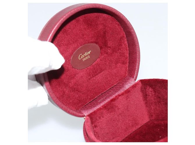 Caixa de Joias CARTIER em Couro Bordeaux Ouro Auth 185932V - vista 17