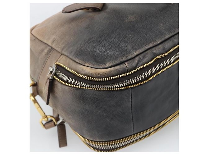 Borsa PRADA in pelle 2way Beige Oro Auth 187498A D'oro - vista 17