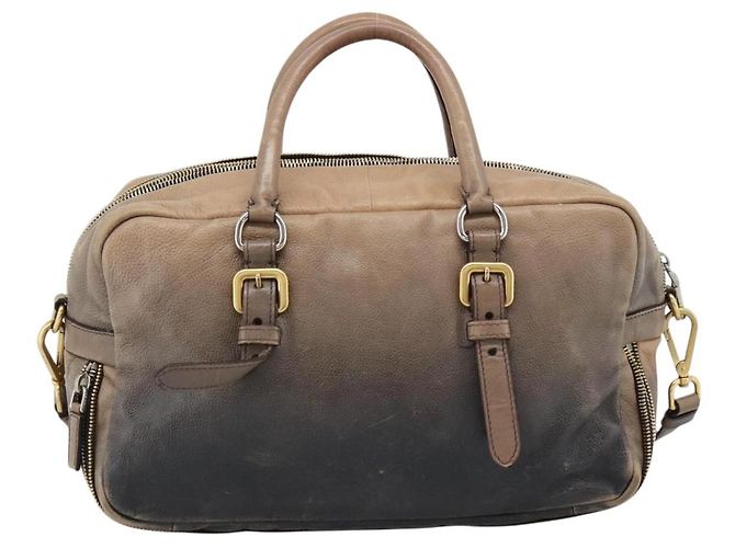 Borsa PRADA in pelle 2way Beige Oro Auth 187498A D'oro - vista 2