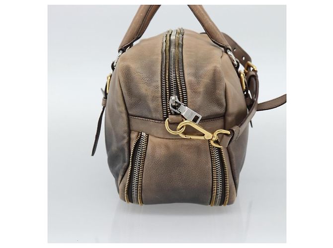 Borsa PRADA in pelle 2way Beige Oro Auth 187498A D'oro - vista 3