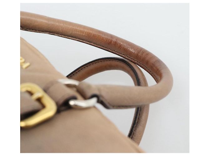 Borsa PRADA in pelle 2way Beige Oro Auth 187498A D'oro - vista 8