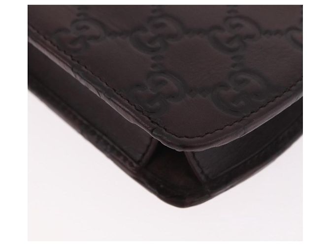 Astuccio per occhiali GUCCI Micro Guccissima in tela GG, pelle marrone, oro Auth 186717 D'oro - vista 15