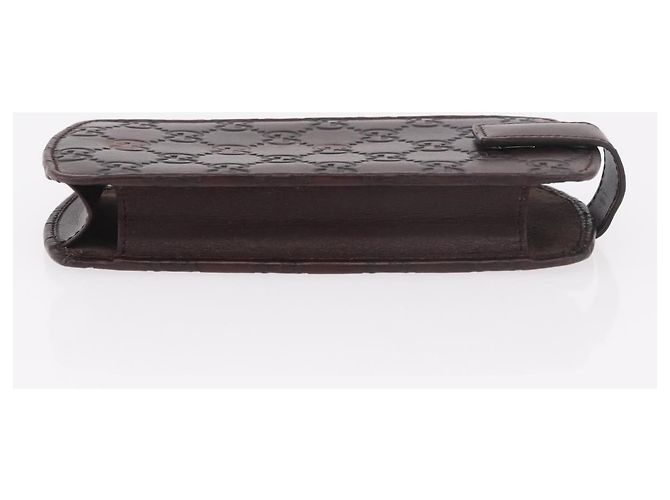 Astuccio per occhiali GUCCI Micro Guccissima in tela GG, pelle marrone, oro Auth 186717 D'oro - vista 3
