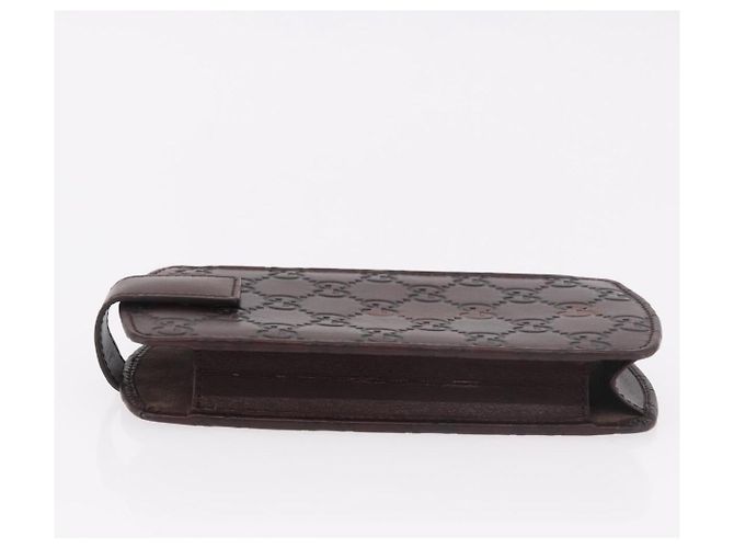 Astuccio per occhiali GUCCI Micro Guccissima in tela GG, pelle marrone, oro Auth 186717 D'oro - vista 4