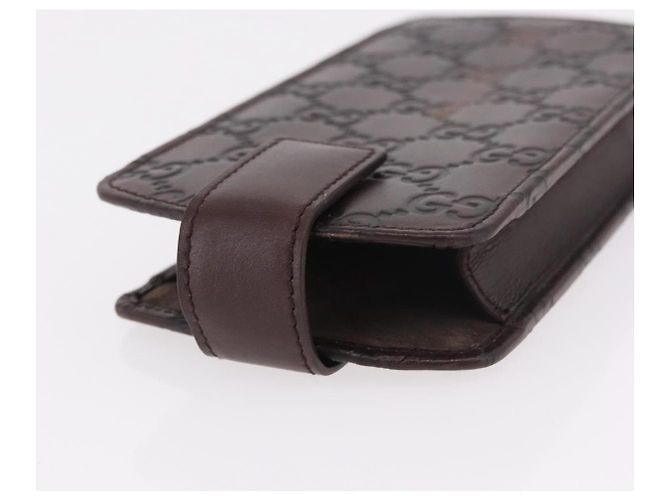 Astuccio per occhiali GUCCI Micro Guccissima in tela GG, pelle marrone, oro Auth 186717 D'oro - vista 5