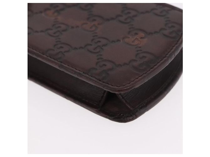 Astuccio per occhiali GUCCI Micro Guccissima in tela GG, pelle marrone, oro Auth 186717 D'oro - vista 7