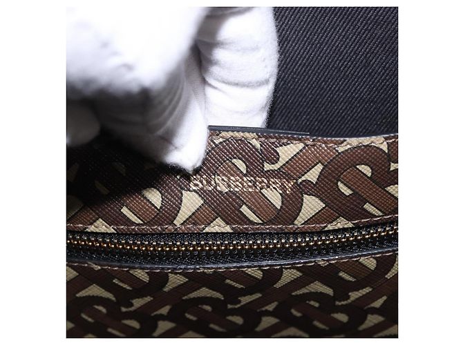 Borsa Tote BURBERRY in PVC e pelle marrone oro Auth 186186M D'oro - vista 10