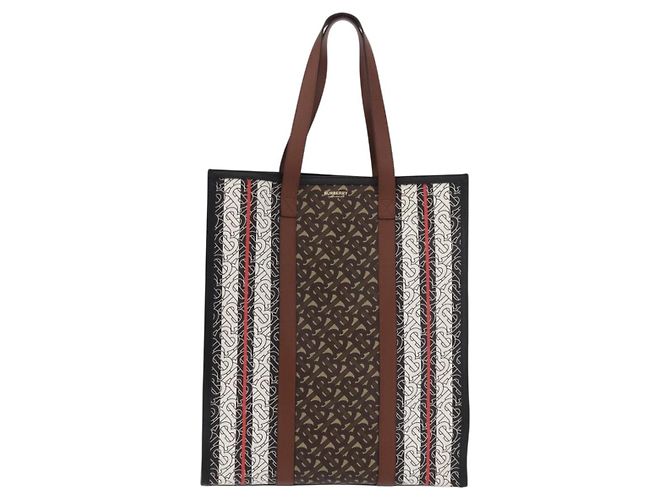 Borsa Tote BURBERRY in PVC e pelle marrone oro Auth 186186M D'oro - vista 13