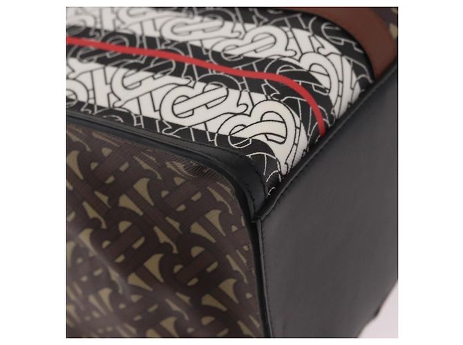 Borsa Tote BURBERRY in PVC e pelle marrone oro Auth 186186M D'oro - vista 15