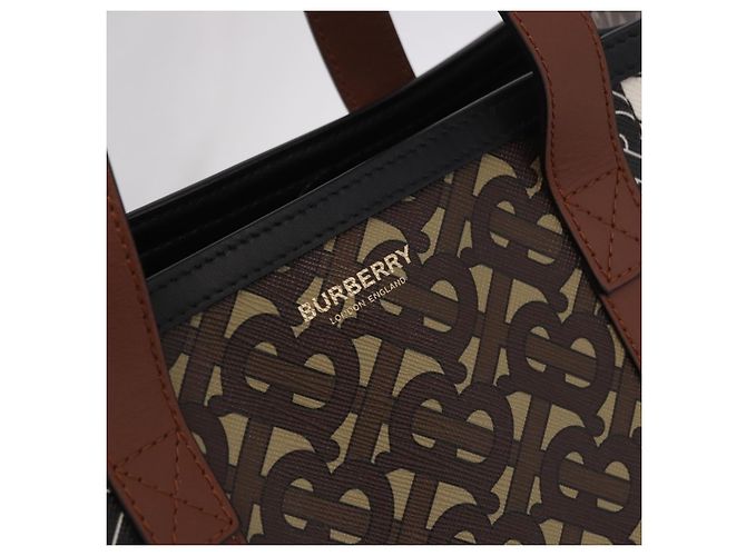 Borsa Tote BURBERRY in PVC e pelle marrone oro Auth 186186M D'oro - vista 17
