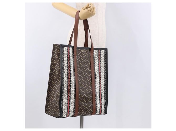Borsa Tote BURBERRY in PVC e pelle marrone oro Auth 186186M D'oro - vista 22