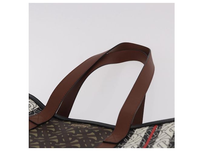 Borsa Tote BURBERRY in PVC e pelle marrone oro Auth 186186M D'oro - vista 8