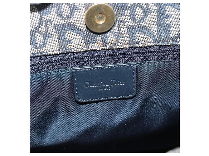 Borsa Christian Dior Trotter Canvas Blu Navy Oro Autentica 187370 D'oro - vista 10