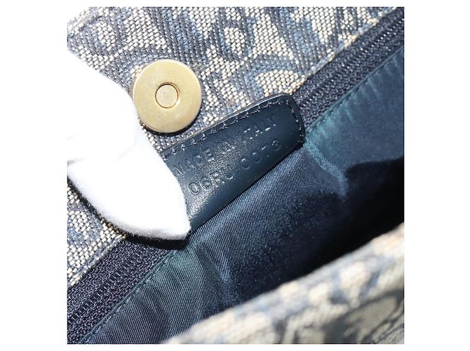 Borsa Christian Dior Trotter Canvas Blu Navy Oro Autentica 187370 D'oro - vista 12