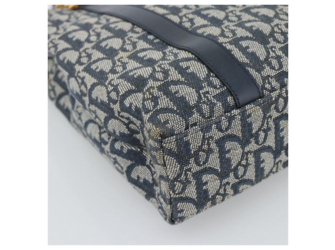 Borsa Christian Dior Trotter Canvas Blu Navy Oro Autentica 187370 D'oro - vista 14