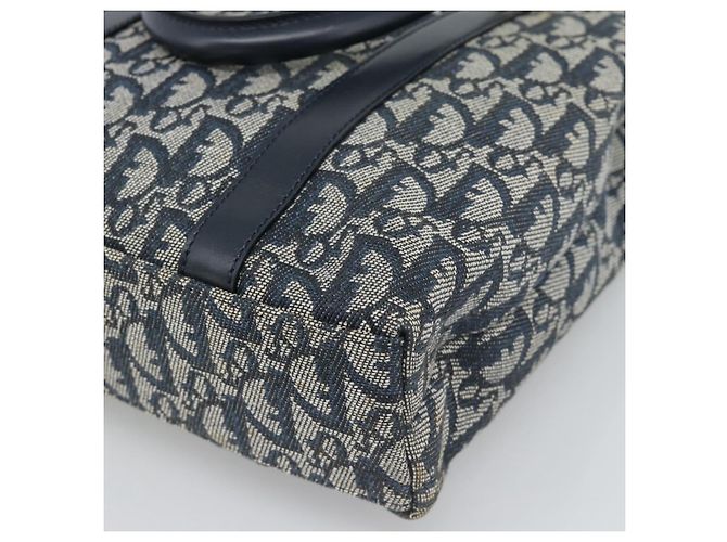 Borsa Christian Dior Trotter Canvas Blu Navy Oro Autentica 187370 D'oro - vista 15