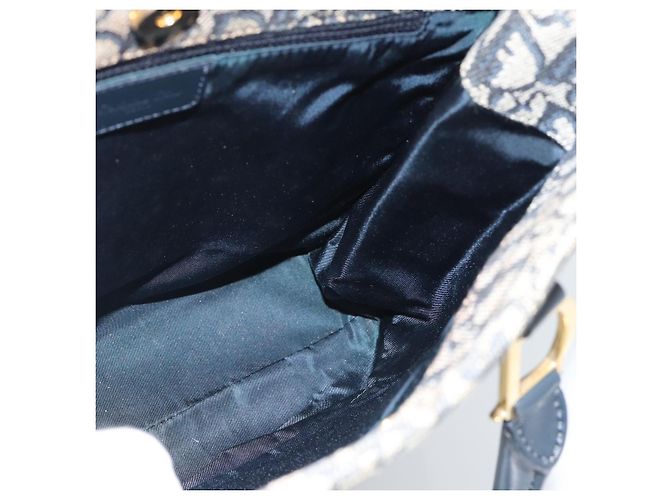 Borsa Christian Dior Trotter Canvas Blu Navy Oro Autentica 187370 D'oro - vista 17