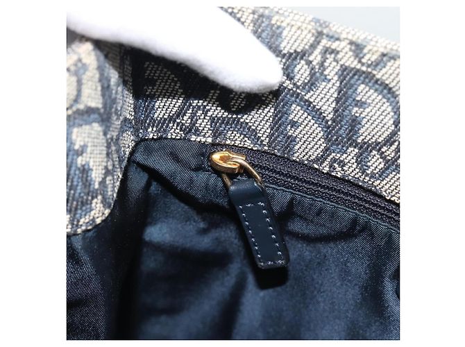 Borsa Christian Dior Trotter Canvas Blu Navy Oro Autentica 187370 D'oro - vista 19