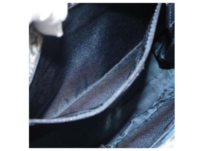 Borsa Christian Dior Trotter Canvas Blu Navy Oro Autentica 187370 D'oro - vista 20