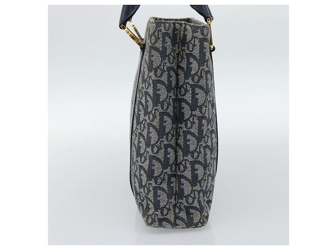Borsa Christian Dior Trotter Canvas Blu Navy Oro Autentica 187370 D'oro - vista 4