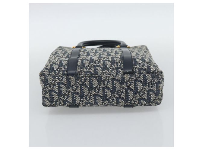 Borsa Christian Dior Trotter Canvas Blu Navy Oro Autentica 187370 D'oro - vista 5