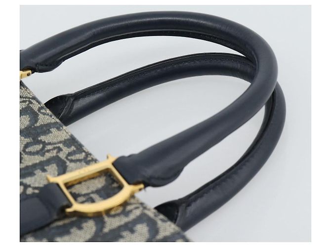 Borsa Christian Dior Trotter Canvas Blu Navy Oro Autentica 187370 D'oro - vista 8