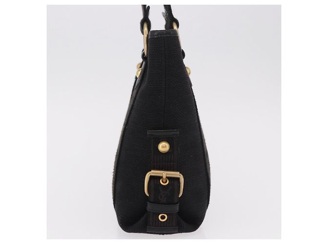 SAINT LAURENT Borsa Kahala in tela nero e oro Auth 187360A D'oro - vista 4