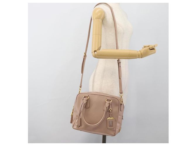 Borsa PRADA in pelle Saffiano 2way Rosa Oro Auth 186328A D'oro - vista 28