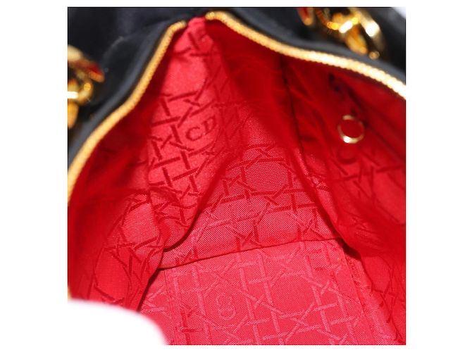 Borsa Christian Dior Lady Dior in pelle di agnello nera e oro Auth 186836SAV Nero D'oro - vista 19