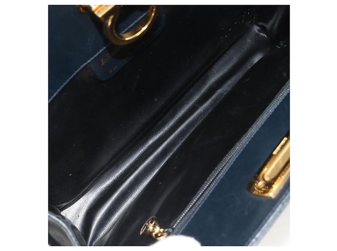 Borsa a tracolla Salvatore Ferragamo Gancini in catena di pelle blu navy e oro Auth ka4772 D'oro - vista 10