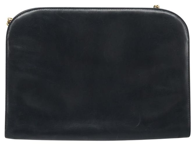 Borsa a tracolla Salvatore Ferragamo Gancini in catena di pelle blu navy e oro Auth ka4772 D'oro - vista 2