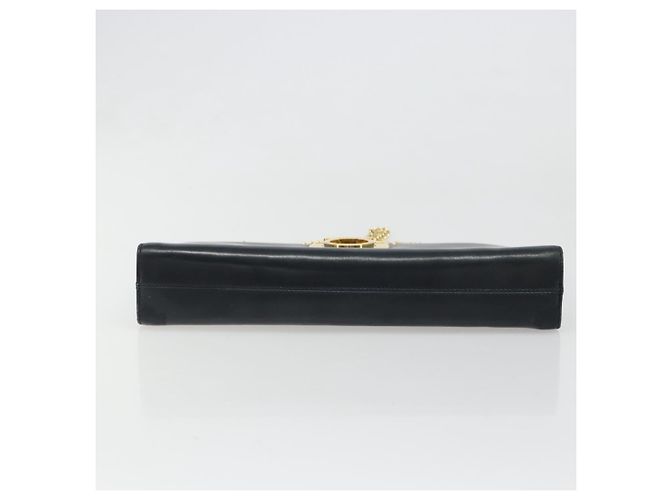 Borsa a tracolla Salvatore Ferragamo Gancini in catena di pelle blu navy e oro Auth ka4772 D'oro - vista 5