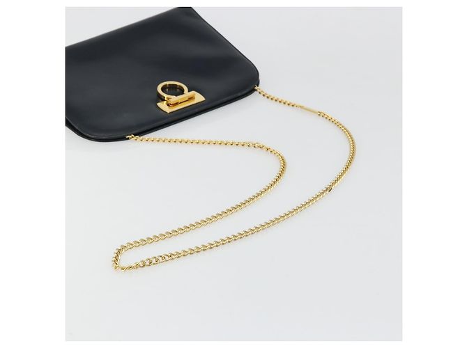 Borsa a tracolla Salvatore Ferragamo Gancini in catena di pelle blu navy e oro Auth ka4772 D'oro - vista 7